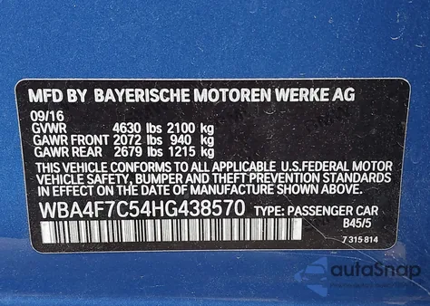 2017 BMW 430I Gran Coupe from USA, damaged, VIN WBA4F7C54HG438570